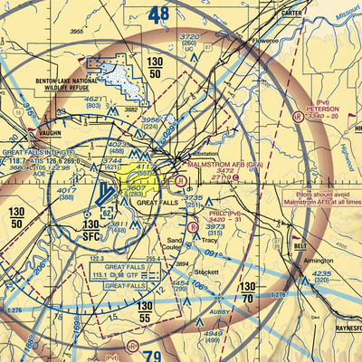 Malmstrom Air Force Base (GFA) VFR Sectional  Gaming Mouse Pad