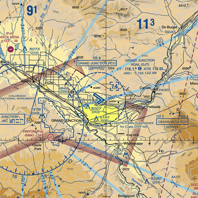 Grand Junction Regional Airport (GJT) VFR Sectional  Gaming Mouse Pad