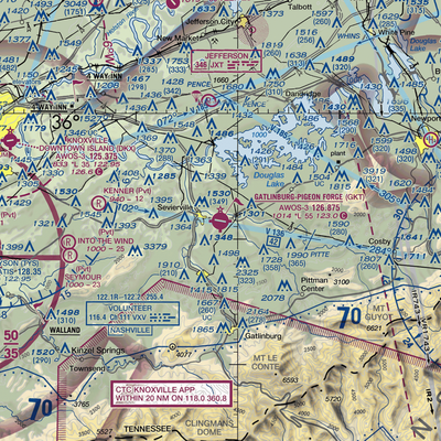 Gatlinburg-Pigeon Forge Airport (GKT) VFR Sectional  Gaming Mouse Pad