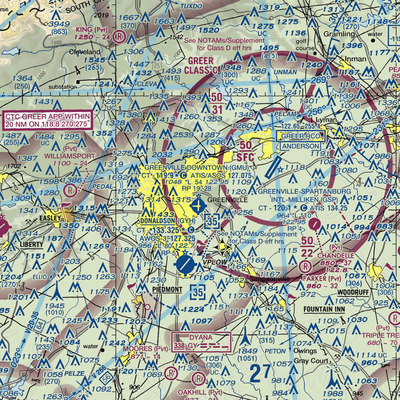 Greenville Downtown Airport (GMU) VFR Sectional  Gaming Mouse Pad