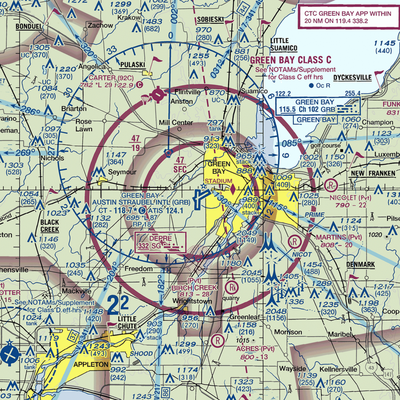 Austin Straubel International Airport (GRB) VFR Sectional  Gaming Mouse Pad