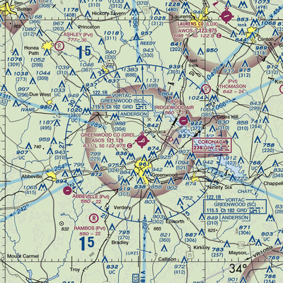 Greenwood County Airport (GRD) VFR Sectional  Gaming Mouse Pad