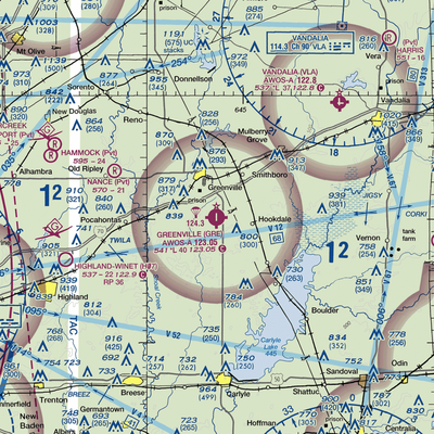 Greenville Airport (GRE) VFR Sectional  Gaming Mouse Pad