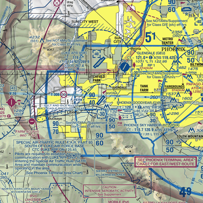 Phoenix Goodyear Airport (GYR) VFR Sectional  Gaming Mouse Pad