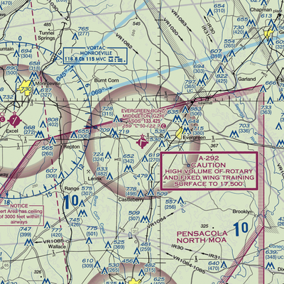 Evergreen Regional Airport/Middleton Field (GZH) VFR Sectional  Gaming Mouse Pad