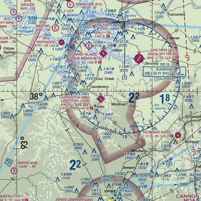 Camdenton Memorial Airport (OZS) VFR Sectional  Gaming Mouse Pad