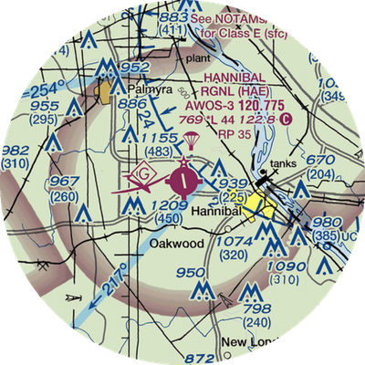 Hannibal Regional Airport (HAE) VFR Sectional  Gaming Mouse Pad