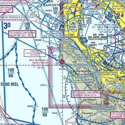 Half Moon Bay Airport (HAF) VFR Sectional  Gaming Mouse Pad