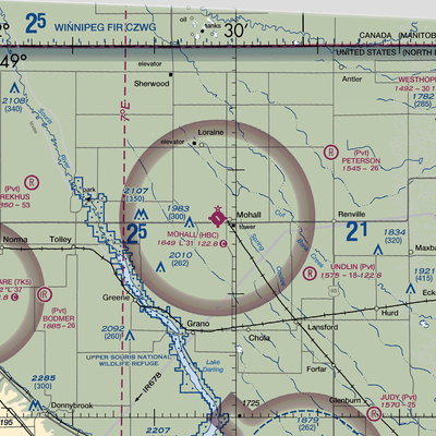 Mohall Municipal Airport (HBC) VFR Sectional  Gaming Mouse Pad