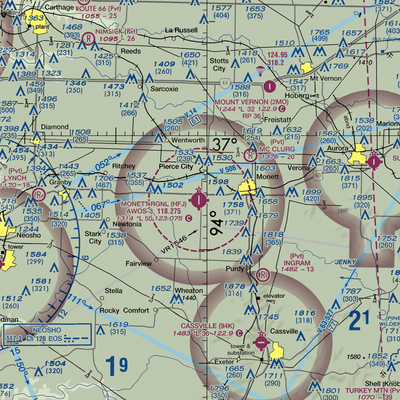 Monett Municipal Airport (HFJ) VFR Sectional  Gaming Mouse Pad