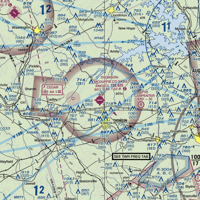 Thomson-McDuffie County Airport (HQU) VFR Sectional  Gaming Mouse Pad