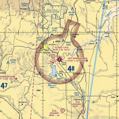 Hot Springs Municipal Airport (HSR) VFR Sectional  Gaming Mouse Pad