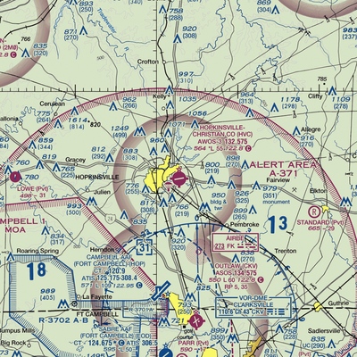 Hopkinsville Christian County Airport (HVC) VFR Sectional  Gaming Mouse Pad