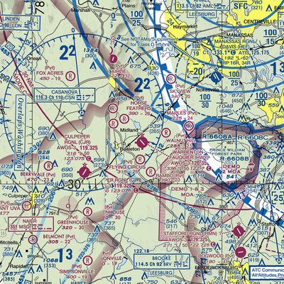 Warrenton Fauquier Airport (HWY) VFR Sectional  Gaming Mouse Pad