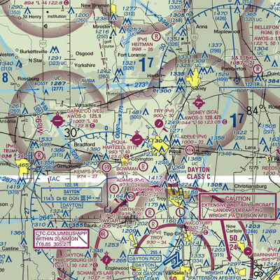 Piqua Airport-Hartzell Field (I17) VFR Sectional  Gaming Mouse Pad