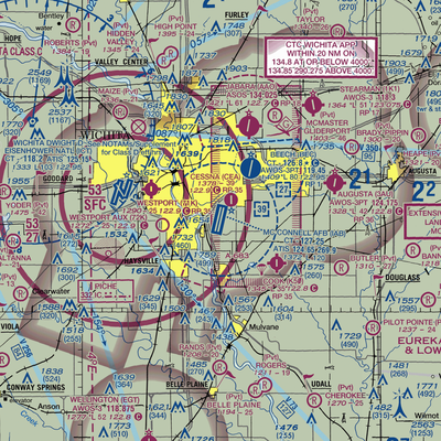 Mc Connell Air Force Base (IAB) VFR Sectional  Gaming Mouse Pad