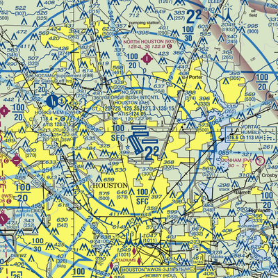 George Bush Intercontinental Houston Airport (IAH) VFR Sectional  Gaming Mouse Pad