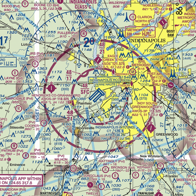 Indianapolis International Airport (IND) VFR Sectional  Gaming Mouse Pad