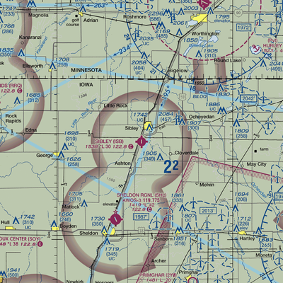 Sibley Municipal Airport (ISB) VFR Sectional  Gaming Mouse Pad