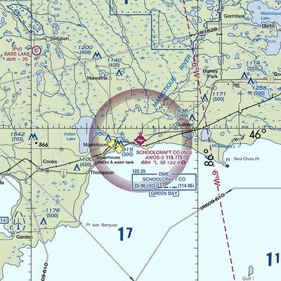 Schoolcraft County Airport (ISQ) VFR Sectional  Gaming Mouse Pad