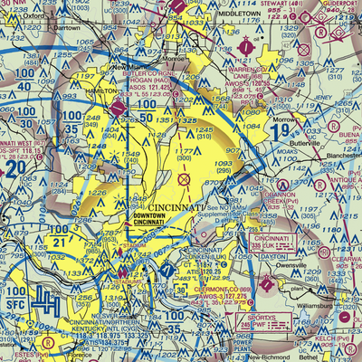 Cincinnati Blue Ash Airport (ISZ) VFR Sectional  Gaming Mouse Pad