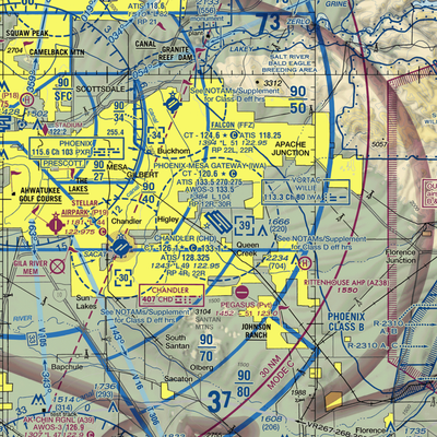 Phoenix-Mesa-Gateway Airport (IWA) VFR Sectional  Gaming Mouse Pad