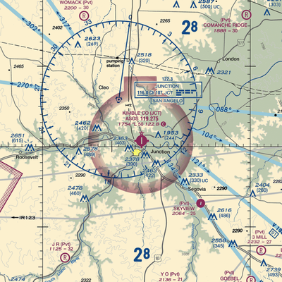 Kimble County Airport (JCT) VFR Sectional  Gaming Mouse Pad