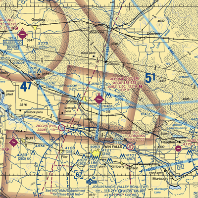 Jerome County Airport (JER) VFR Sectional  Gaming Mouse Pad