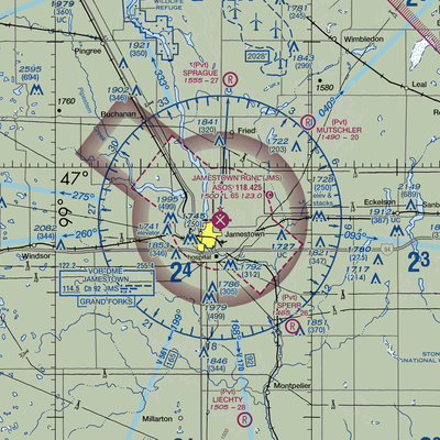 Jamestown Regional Airport (JMS) VFR Sectional  Gaming Mouse Pad