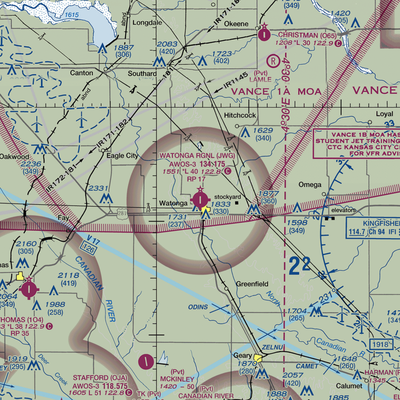 Watonga Regional Airport (JWG) VFR Sectional  Gaming Mouse Pad