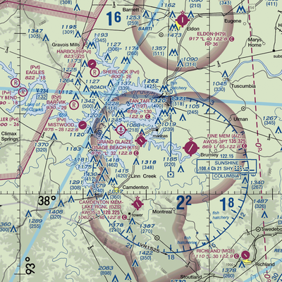 Grand Glaize Osage Beach Airport (K15) VFR Sectional  Gaming Mouse Pad