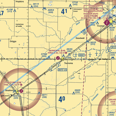 Texhoma Municipal Airport (K49) VFR Sectional  Gaming Mouse Pad