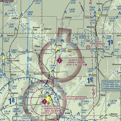 Allen County Airport (K88) VFR Sectional  Gaming Mouse Pad