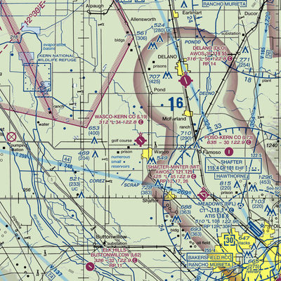 Wasco Kern County Airport (L19) VFR Sectional  Gaming Mouse Pad