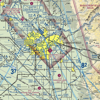 Bakersfield Municipal Airport (L45) VFR Sectional  Gaming Mouse Pad