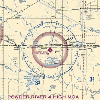 Lemmon Municipal Airport (LEM) VFR Sectional  Gaming Mouse Pad