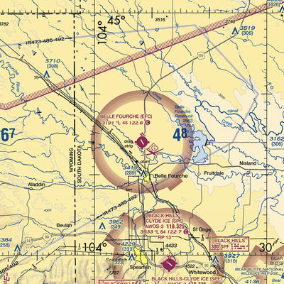 Belle Fourche Municipal Airport (EFC) VFR Sectional  Gaming Mouse Pad