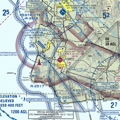 Lompoc Airport (LPC) VFR Sectional  Gaming Mouse Pad