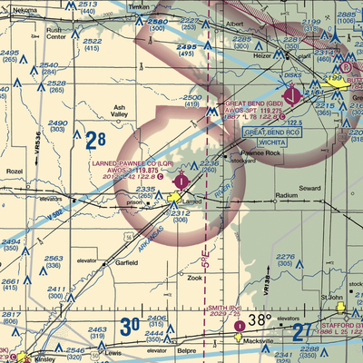 Larned Pawnee County Airport (LQR) VFR Sectional  Gaming Mouse Pad