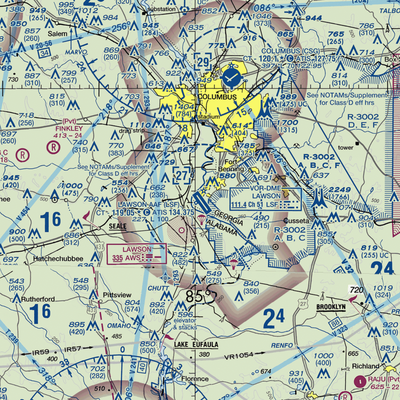 Lawson Army Air Field (Fort Benning) (LSF) VFR Sectional  Gaming Mouse Pad