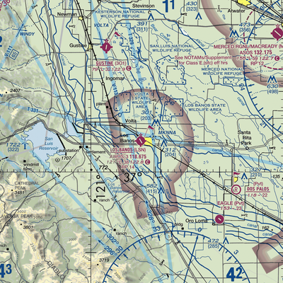 Los Banos Municipal Airport (LSN) VFR Sectional  Gaming Mouse Pad