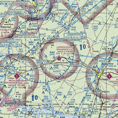 Brunswick Municipal Airport (LVL) VFR Sectional  Gaming Mouse Pad