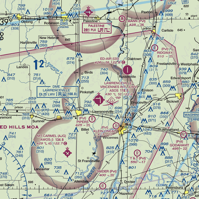 Lawrenceville Vincennes International Airport (LWV) VFR Sectional  Gaming Mouse Pad