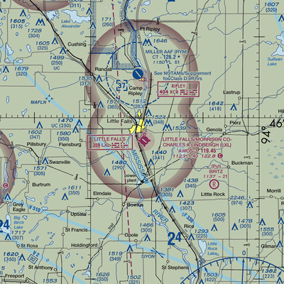 Little Falls-Morrison County-Lindbergh field (LXL) VFR Sectional  Gaming Mouse Pad