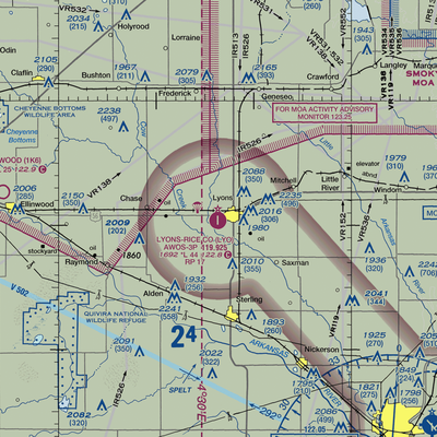 Lyons-Rice County Municipal Airport (LYO) VFR Sectional  Gaming Mouse Pad