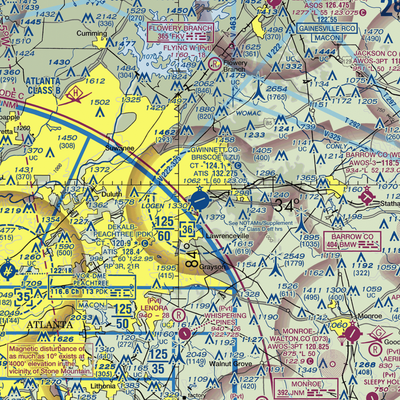 Gwinnett County Briscoe Field (LZU) VFR Sectional  Gaming Mouse Pad