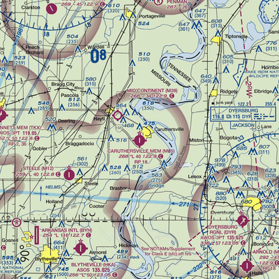 Caruthersville Memorial Airport (M05) VFR Sectional  Gaming Mouse Pad