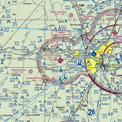 John Bell Williams Airport (JVW) VFR Sectional  Gaming Mouse Pad