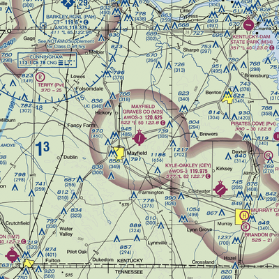 Mayfield Graves County Airport (M25) VFR Sectional  Gaming Mouse Pad