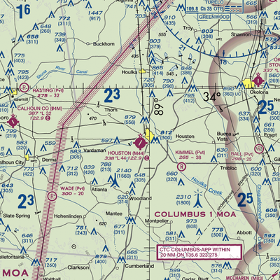 Houston Municipal Airport (M44) VFR Sectional  Gaming Mouse Pad